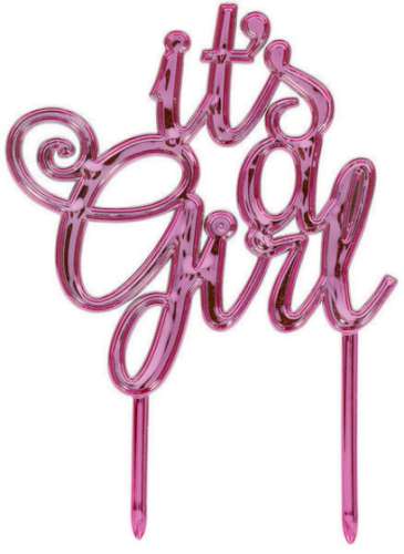 It's A Girl Pink Cake Topper - Click Image to Close